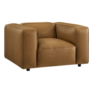 Modway Auren Vegan Leather Upholstered Armchair in Camel