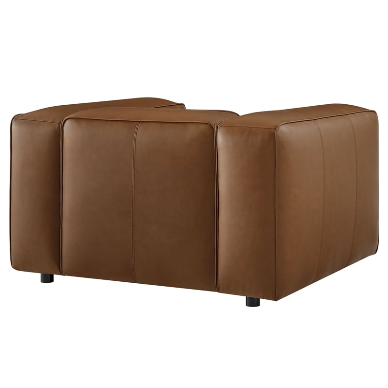 Modway Auren Vegan Leather Upholstered Armchair in Coffee
