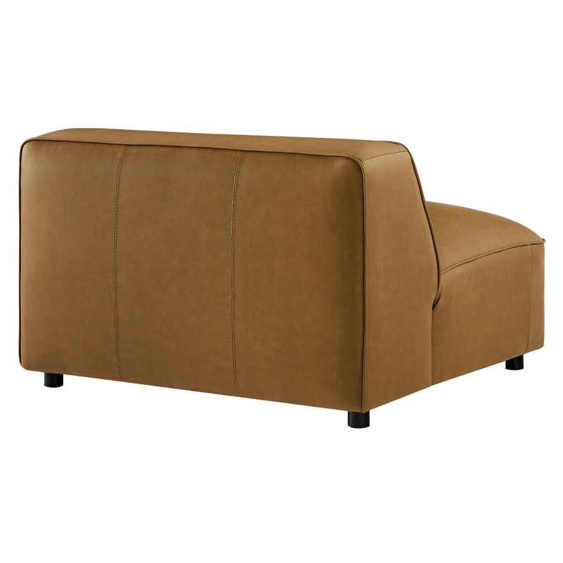 Modway Auren Vegan Leather Upholstered Modular Armless Chair in Camel