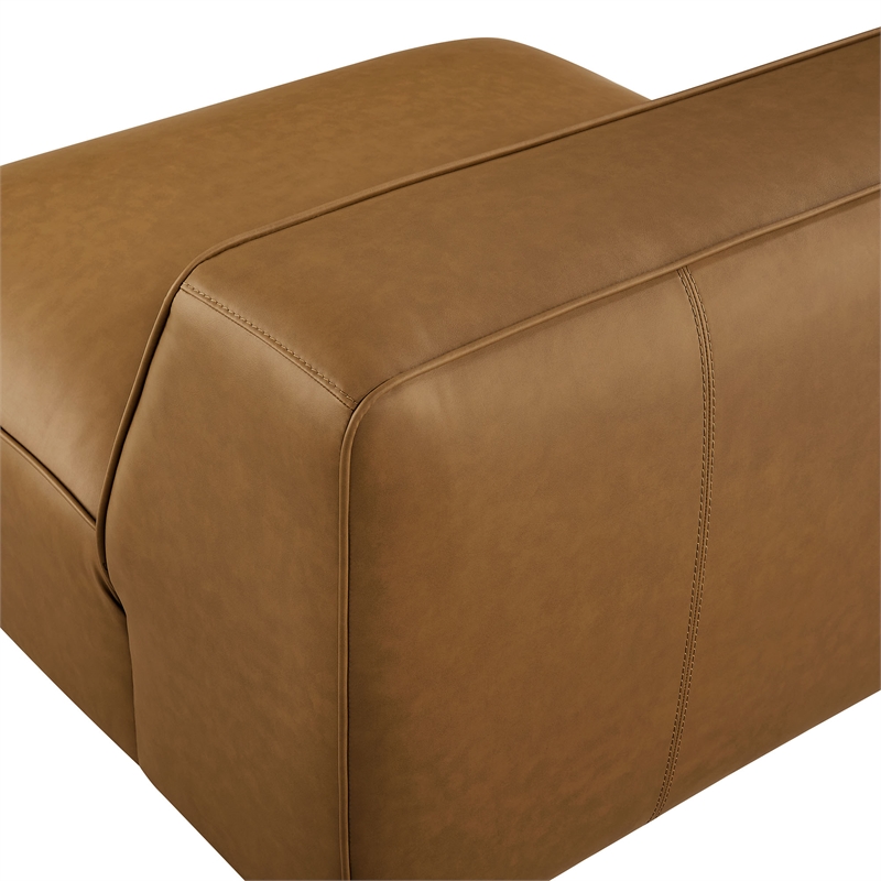 Modway Auren Vegan Leather Upholstered Modular Armless Chair in Camel