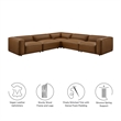 Modway Auren 5-Piece Leather Upholstered L-Shaped Sofa in Coffee