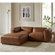Modway Auren 3-Piece Vegan Leather Upholstered Loveseat with Ottoman in Coffee