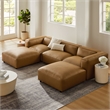 Modway Auren 5-Piece Vegan Leather Upholstered U-Shaped Sofa in Camel