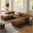Modway Auren 5-Piece Leather Upholstered U-Shaped Sofa in Coffee