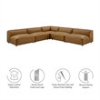 Modway Auren 5-Piece Leather Upholstered Sofa in Camel