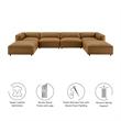 Modway Auren 6-Piece Vegan Leather Upholstered Sofa in Camel
