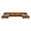 Modway Auren 6-Piece Vegan Leather Upholstered Sofa in Camel
