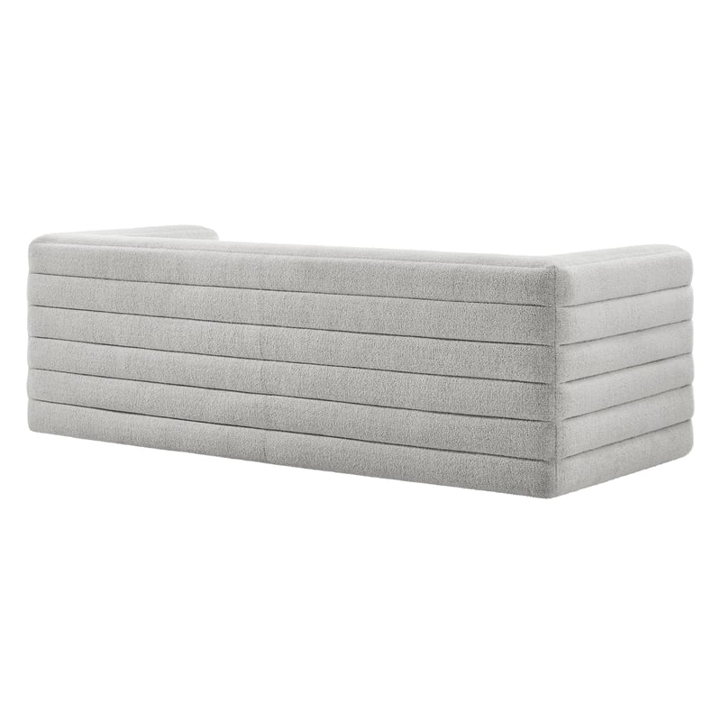 Modway Relle Channel Tufted Boucle Fabric Upholstered Sofa in Newsprint