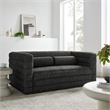 Modway Relle Channel Tufted Boucle Fabric Upholstered Loveseat in Charcoal