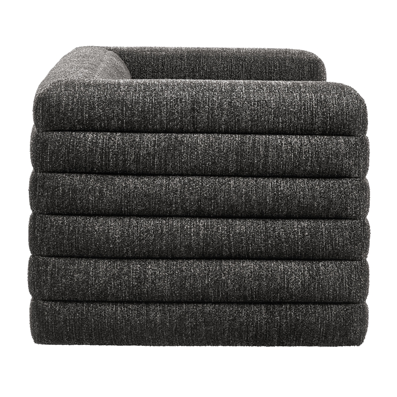 Modway Relle Channel Tufted Boucle Fabric Upholstered Loveseat in Charcoal