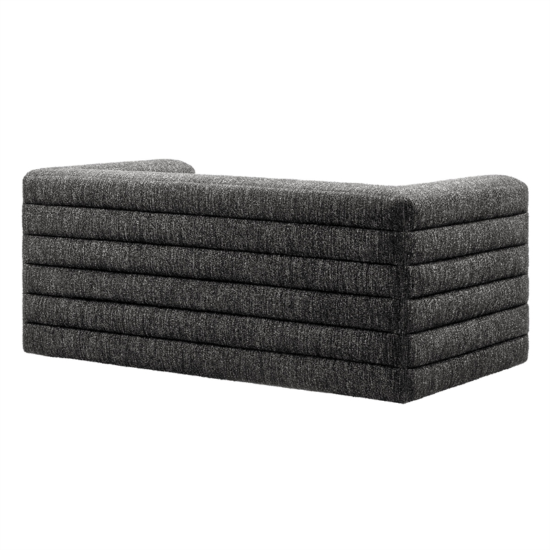 Modway Relle Channel Tufted Boucle Fabric Upholstered Loveseat in Charcoal