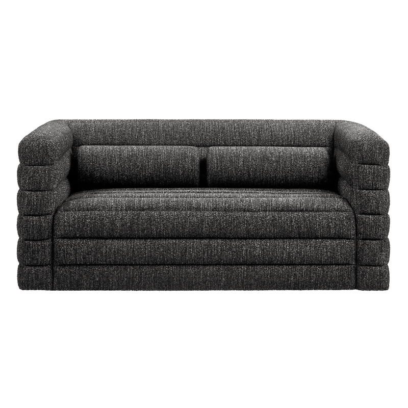 Modway Relle Channel Tufted Boucle Fabric Upholstered Loveseat in Charcoal