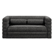 Modway Relle Channel Tufted Boucle Fabric Upholstered Loveseat in Charcoal
