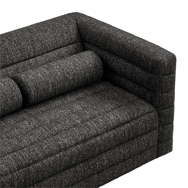 Modway Relle Channel Tufted Boucle Fabric Upholstered Loveseat in Charcoal