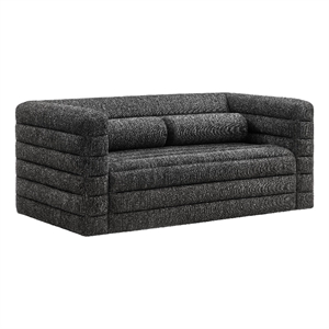 Modway Relle Channel Tufted Boucle Fabric Upholstered Loveseat in Charcoal