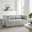 Modway Relle Channel Tufted Boucle Fabric Upholstered Loveseat in Newsprint