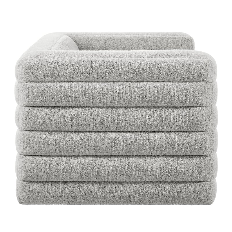 Modway Relle Channel Tufted Boucle Fabric Upholstered Loveseat in Newsprint