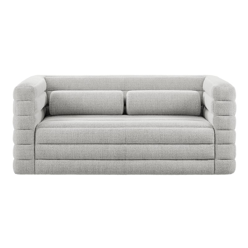 Modway Relle Channel Tufted Boucle Fabric Upholstered Loveseat in Newsprint
