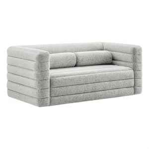Modway Relle Channel Tufted Boucle Fabric Upholstered Loveseat in Newsprint
