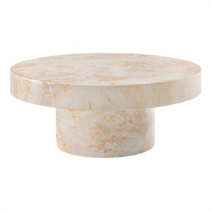 Modway Alora 34&quot Round Solid Concrete Coffee Table in Honey Onyx