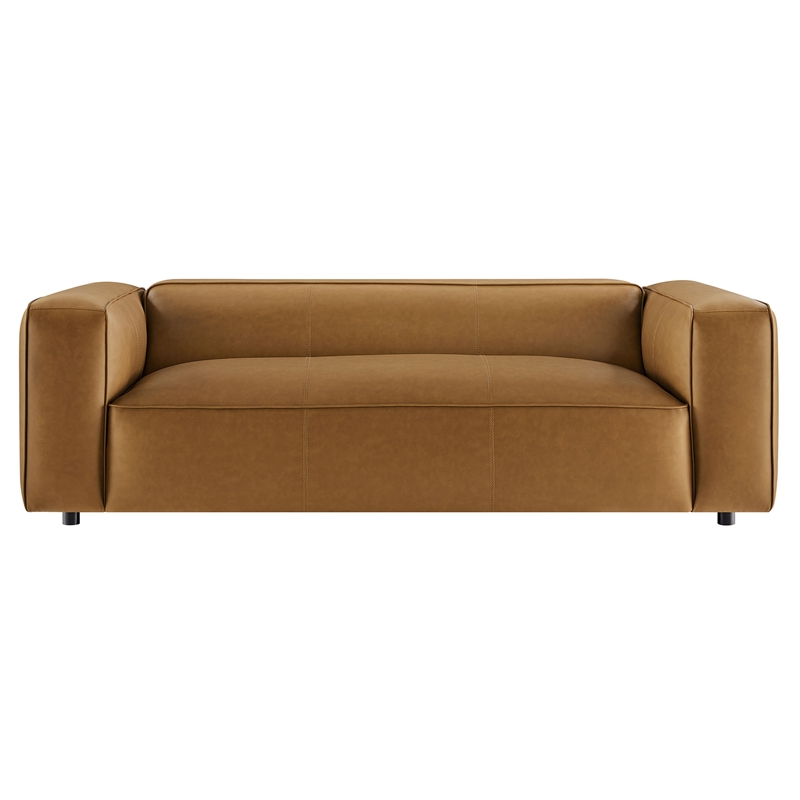 Auren Upholstered Vegan Leather Sofa in Camel