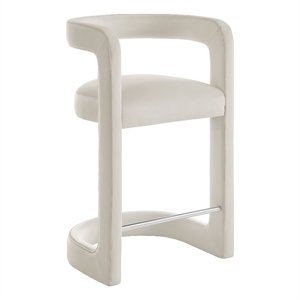 Modway Winslow 27&quotH Performance Velvet Barrel Back Counter Stool in Alabaster