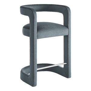 Modway Winslow 27&quotH Performance Velvet Barrel Back Counter Stool in Cadet Blue