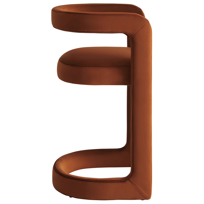 modway winslow 27&quoth performance velvet barrel back counter stool in rust