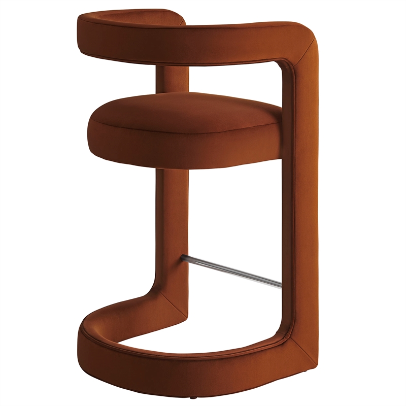 modway winslow 27&quoth performance velvet barrel back counter stool in rust
