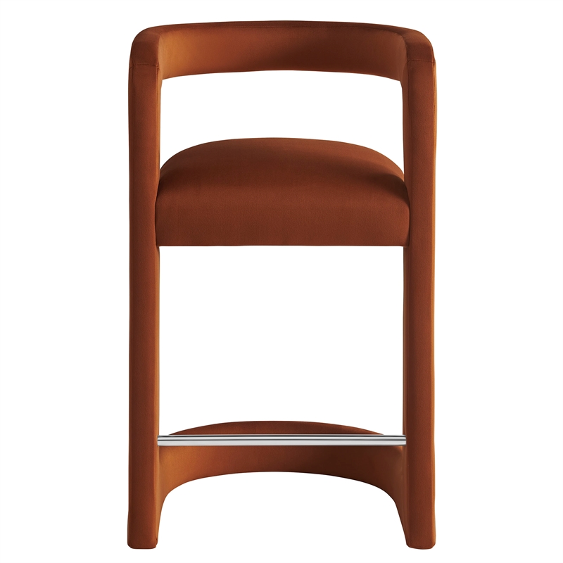 modway winslow 27&quoth performance velvet barrel back counter stool in rust