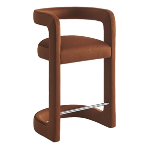 Modway Winslow 27&quotH Performance Velvet Barrel Back Counter Stool in Rust