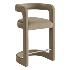 Modway Winslow 27&quotH Performance Velvet Upholstered Counter Stool in Taupe