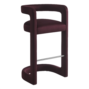 Modway Winslow 30.5&quotH Performance Velvet Barrel Back Bar Stool in Mulberry
