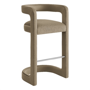 Modway Winslow 30.5&quotH Performance Velvet Barrel Back Bar Stool in Taupe