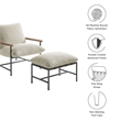 Modway Raya Powder-Coated Aluminum Lounge Chair and Ottoman in Ivory