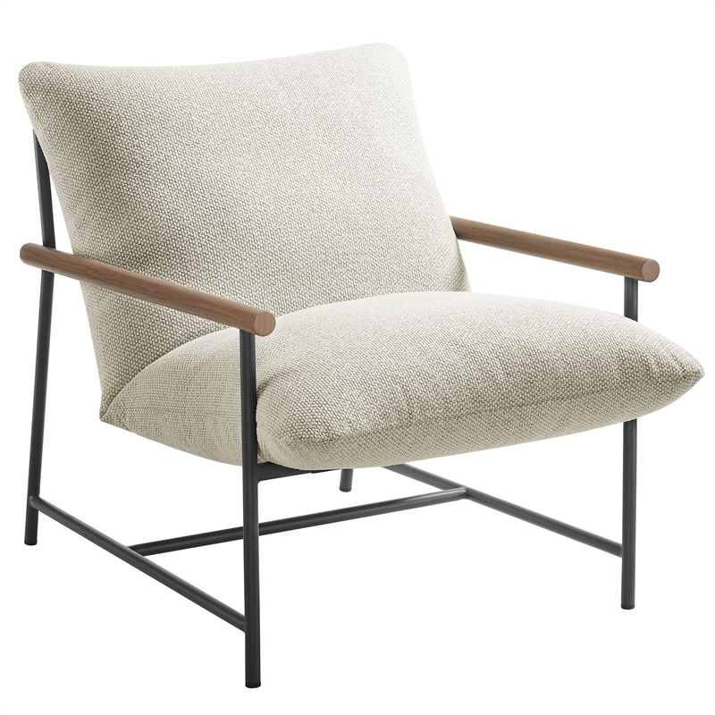 Modway Raya Powder-Coated Aluminum Lounge Chair and Ottoman in Ivory