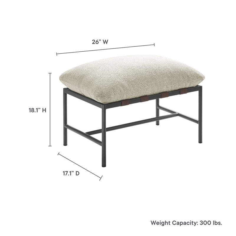 Modway Raya Nubby Boucle Fabric Cushion Ottoman in Ivory