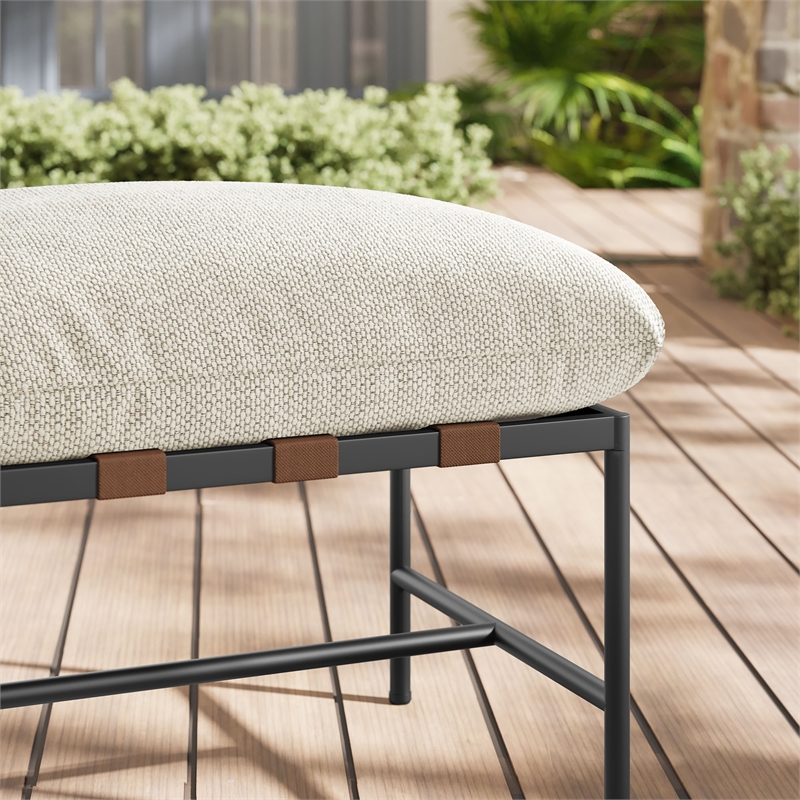 Modway Raya Nubby Boucle Fabric Cushion Ottoman in Ivory