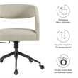 Modway Pinnacle Slub Weave Fabric Office Chair w/Rollerball Casters in Linen