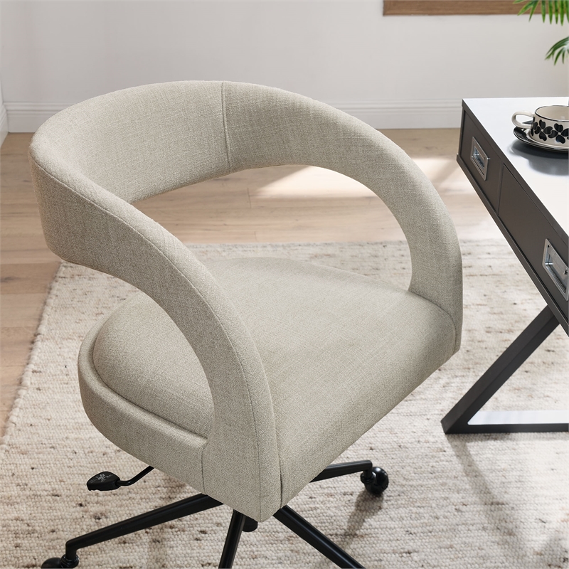 Modway Pinnacle Slub Weave Fabric Office Chair w/Rollerball Casters in Linen