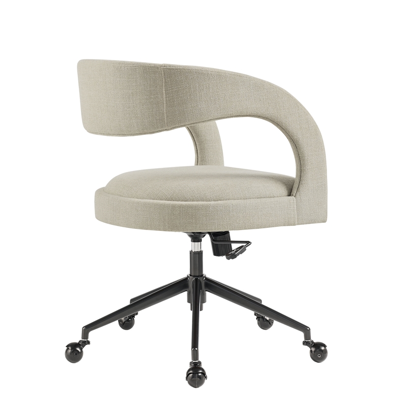 Modway Pinnacle Slub Weave Fabric Office Chair w/Rollerball Casters in Linen