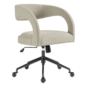 modway pinnacle slub weave fabric office chair w/rollerball casters in linen