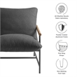 Raya Sling Lounge Chair in Charcoal