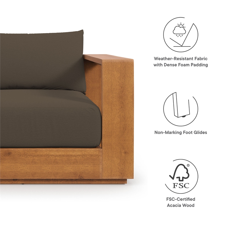 Modway Tahoe 5-Piece Acacia Wood Outdoor Patio Set in Natural Cocoa