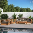 Modway Tahoe 5-Piece Acacia Wood Outdoor Patio Set in Natural Cocoa