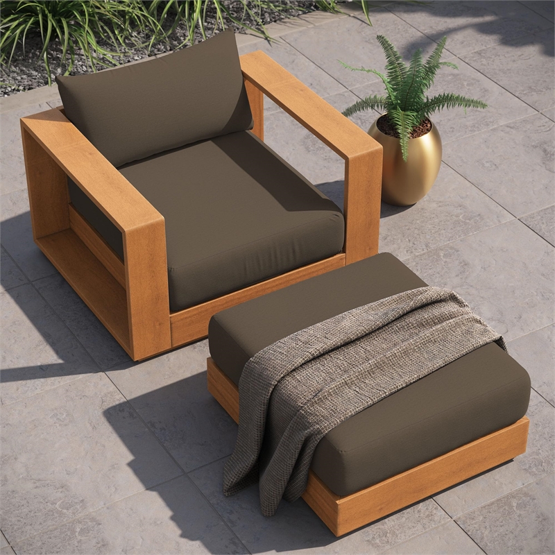 Tahoe 2-Piece Armchair and Ottoman Set in Natural Cocoa