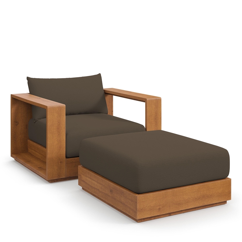 Tahoe 2-Piece Armchair and Ottoman Set in Natural Cocoa