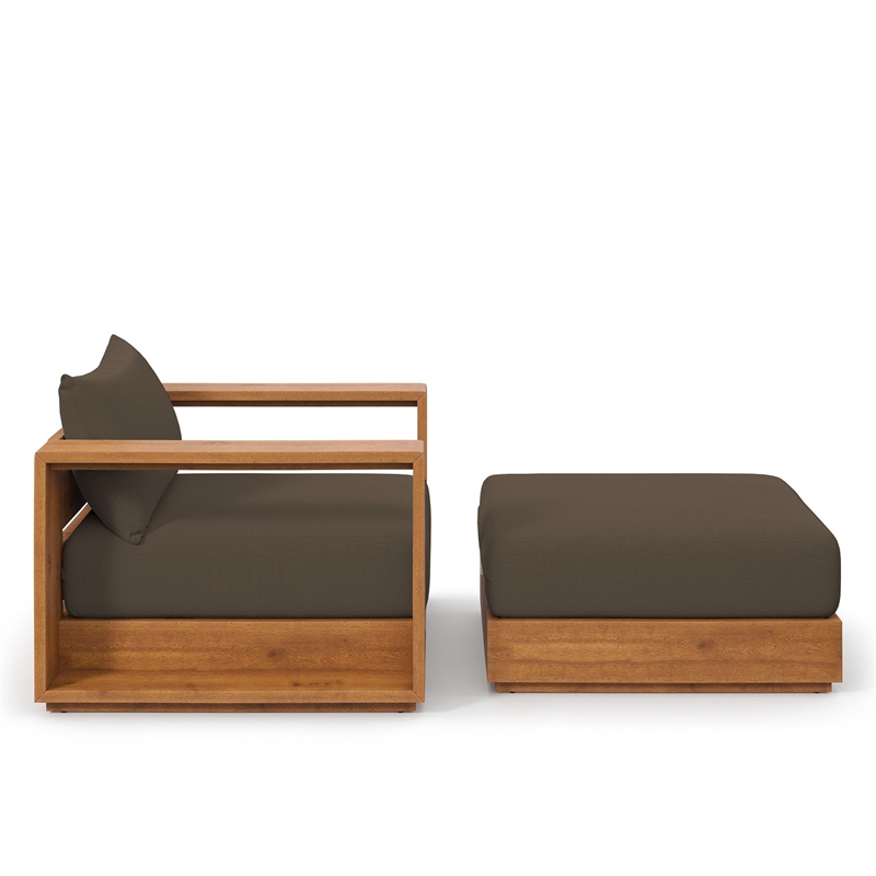 Tahoe 2-Piece Armchair and Ottoman Set in Natural Cocoa