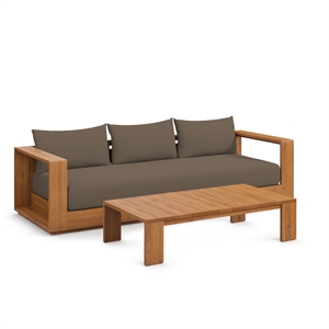 Tahoe 2-Piece Sofa and Coffee Table Set in Natural Cocoa