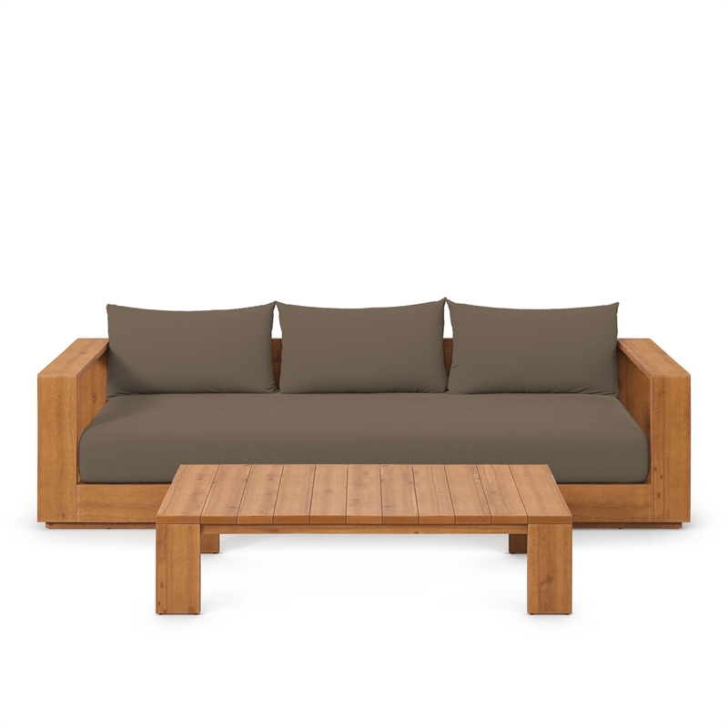 Tahoe 2-Piece Sofa and Coffee Table Set in Natural Cocoa